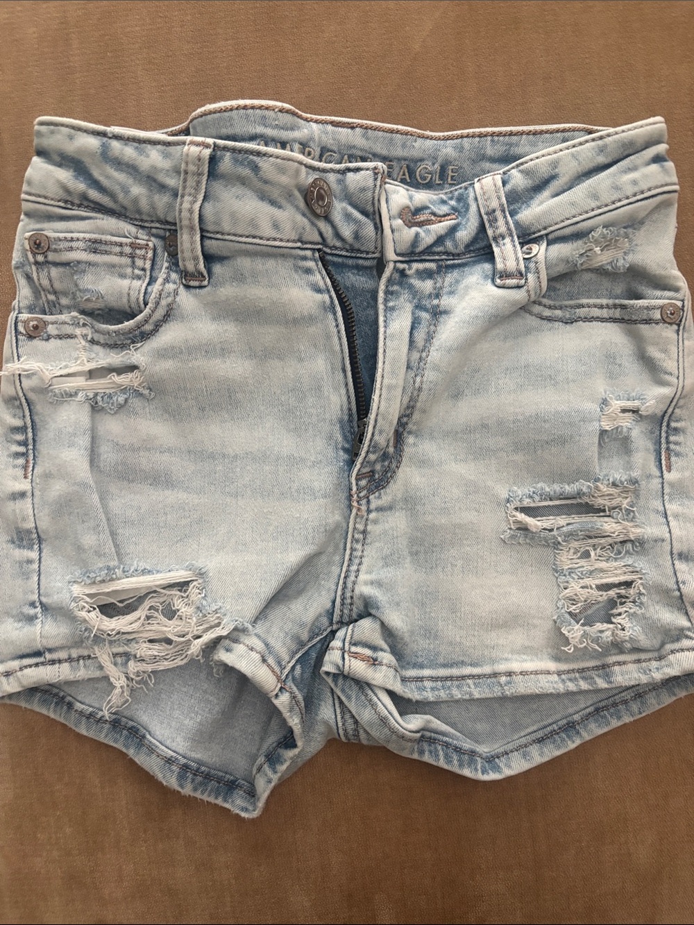 American Eagle Outfitters Light Blue Distressed Denim Jean Shorts